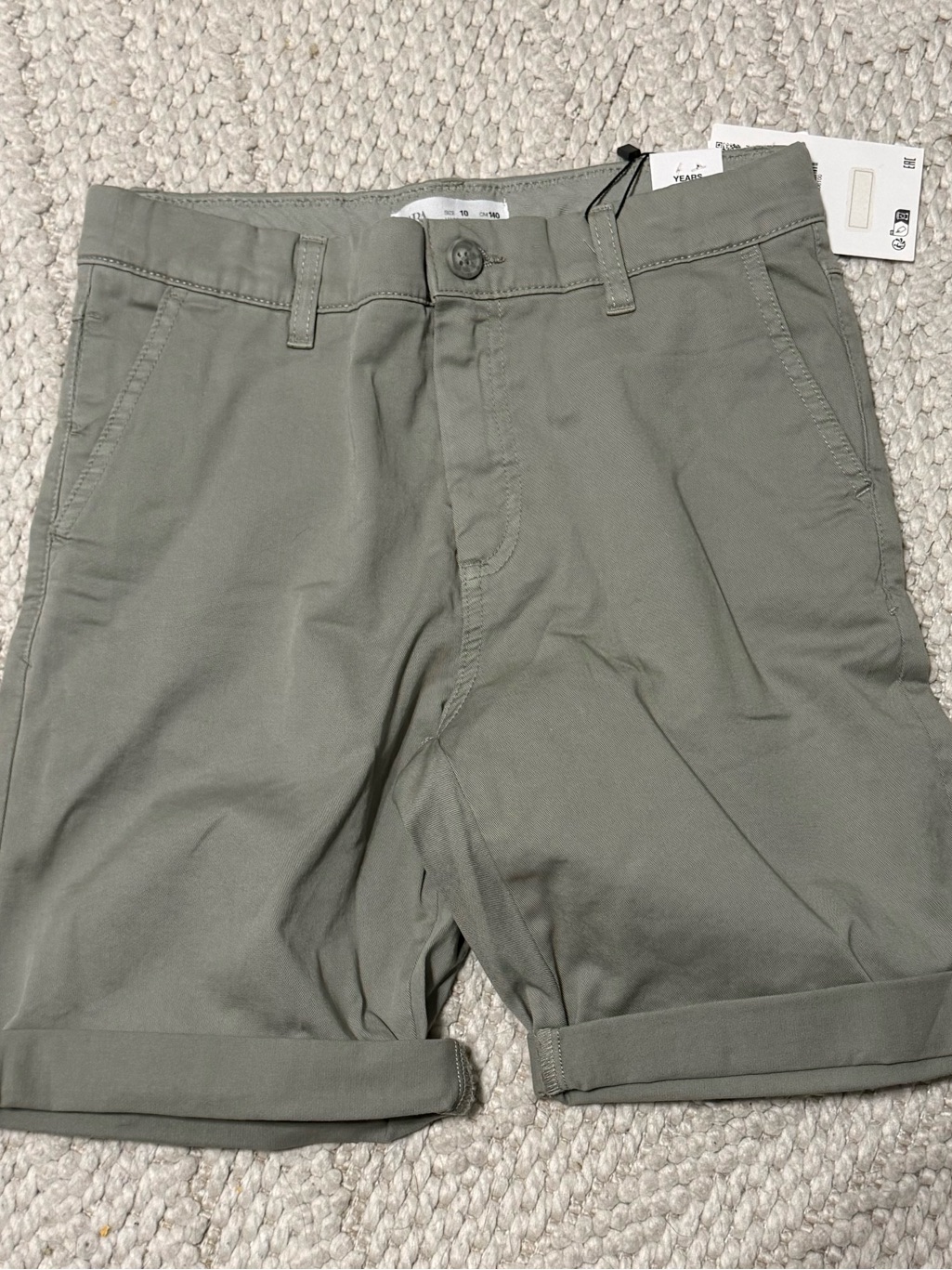 Nwt, Zara Boys Gray Chino-Style Shorts, Size 10
